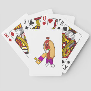 Hotdog at Cricket with Cricket bat Playing Cards
