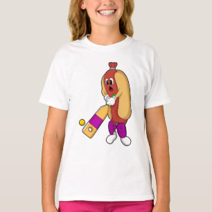 Hotdog at Cricket with Cricket bat T-Shirt