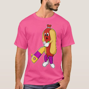 Hotdog at Cricket with Cricket bat T-Shirt