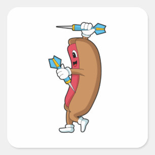 Hotdog at Darts with Dart.PNG Square Sticker