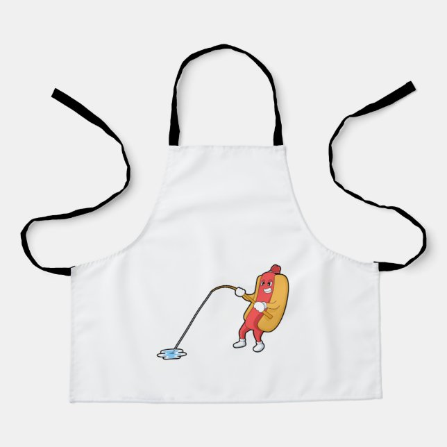 Hotdog at Fishing with Fishing rod Apron (Front)