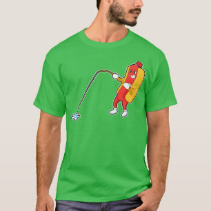 Hotdog At Fishing With Fishing Rod T-Shirt