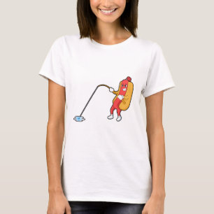 Hotdog at Fishing with Fishing rod T-Shirt