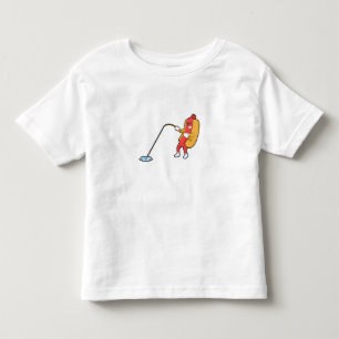 Hotdog at Fishing with Fishing rod Toddler T-Shirt