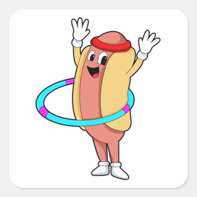 Hotdog at Fitness with Flywheel Square Sticker (Front)