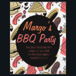 Hotdog Burger Doodle BBQ Birthday Pattern  Flyers<br><div class="desc">BBQ Cookout Party Theme</div>