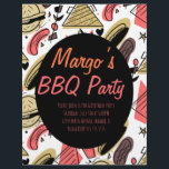 Hotdog Burger Doodle BBQ Birthday Pattern  Flyers<br><div class="desc">BBQ Cookout Party Theme</div>