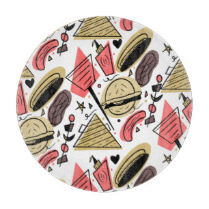 Hotdog Burger Doodle BBQ Birthday Pattern       Pl Cutting Board