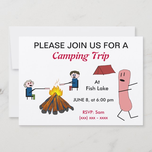Hotdog Camping trip invitation (Front)