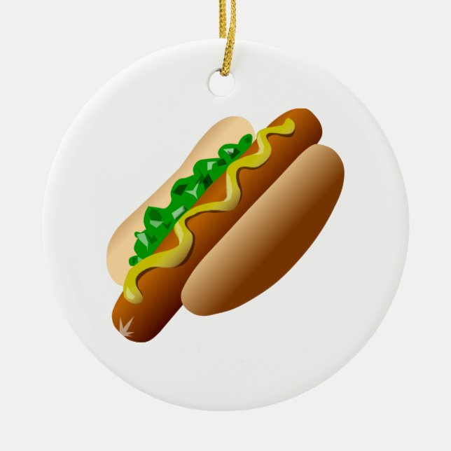 Hotdog Ceramic Tree Decoration (Front)