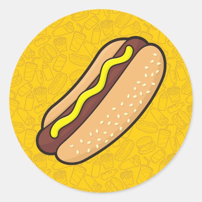 Hotdog Classic Round Sticker (Front)