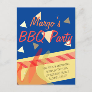 Hotdog Cookout BBQ Birthday Confetti Invitation Postcard