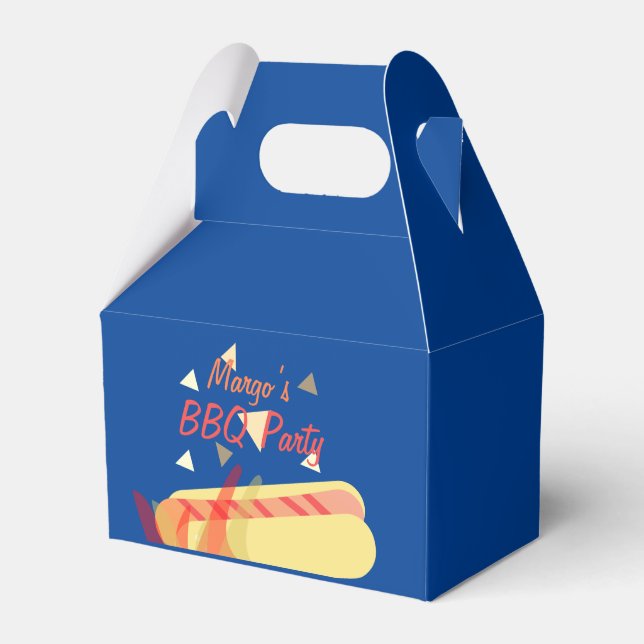 Hotdog Cookout BBQ Birthday Party  Blue   Favour Box (Front Side)