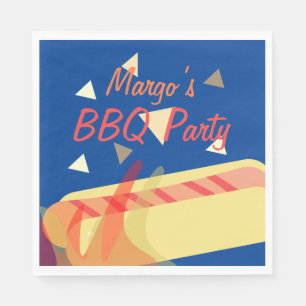 Hotdog Cookout BBQ Birthday Party  Blue Napkins