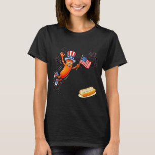 Hotdog Dom Dive Funny Hot Dog Jumping Into Bun T-Shirt