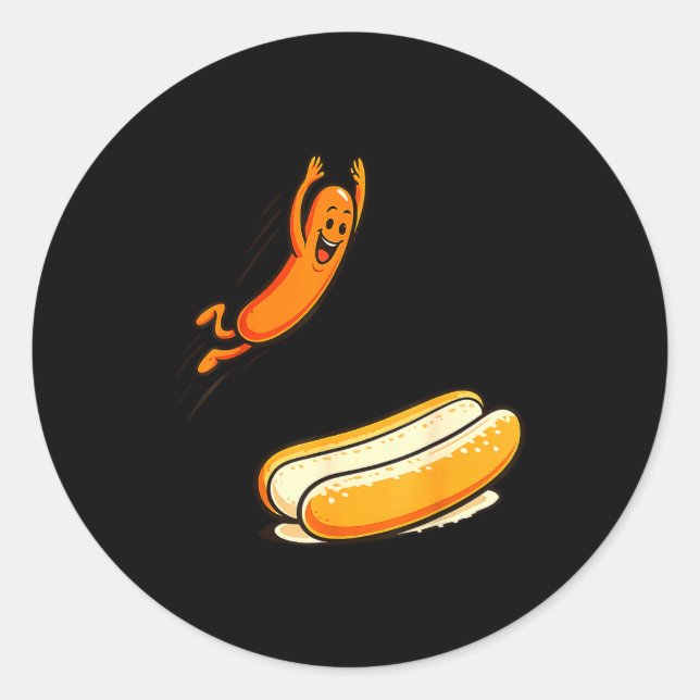 Hotdog high dive  classic round sticker (Front)