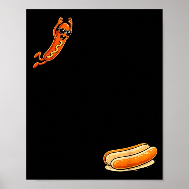 Hotdog High Dive Funny Diving Hot Dog Poster (Front)