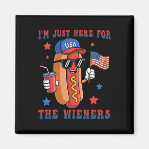 Hotdog I'm Just Here For Wieners 4th Of July Usa F Magnet