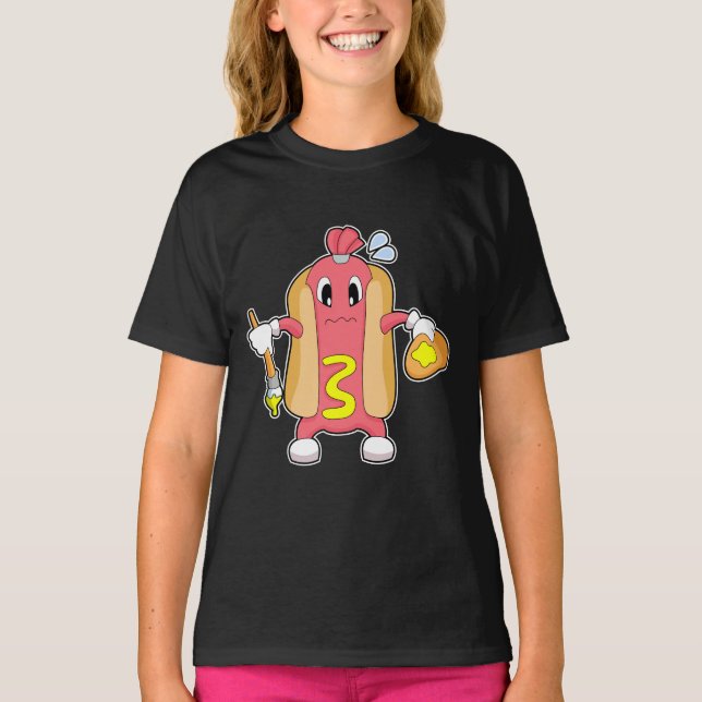 Hotdog Painting Paint brush Color T-Shirt (Front)