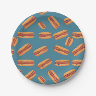 Hotdog Paper Party Plates Sports 4th Of July