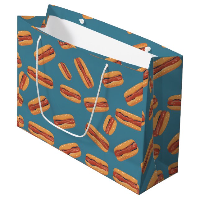 Hotdog Party Gift Bag Birthday Wrapping Paper (Front Angled)