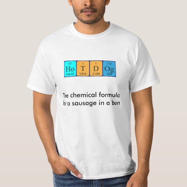 Hotdog periodic table food shirt M2A (Front)