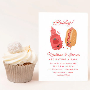 Hotdog Picnic Baby-Q Red Baby Shower Invitation