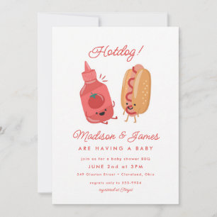 Hotdog Picnic Baby-Q Red Baby Shower Invitation