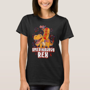 Hotdog Rex Dinosaur 4th of July Amerisaurus T-Shirt
