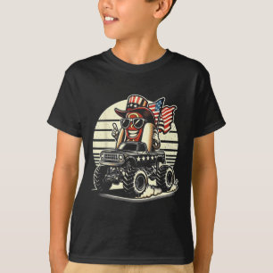 Hotdog Riding Monster Truck 4th Of July Usa Flag C T-Shirt