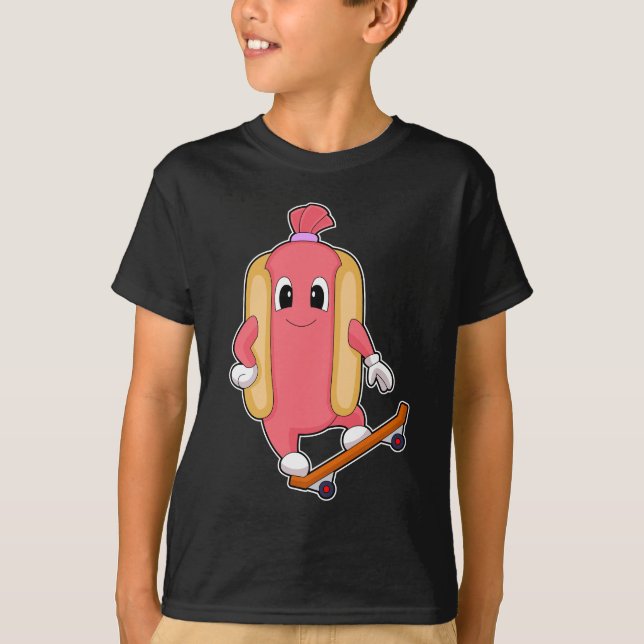 Hotdog Skater Skateboard Sports T-Shirt (Front)