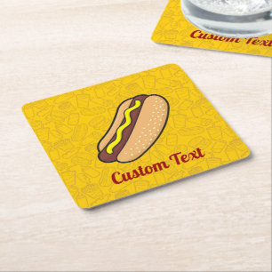 Hotdog Square Paper Coaster