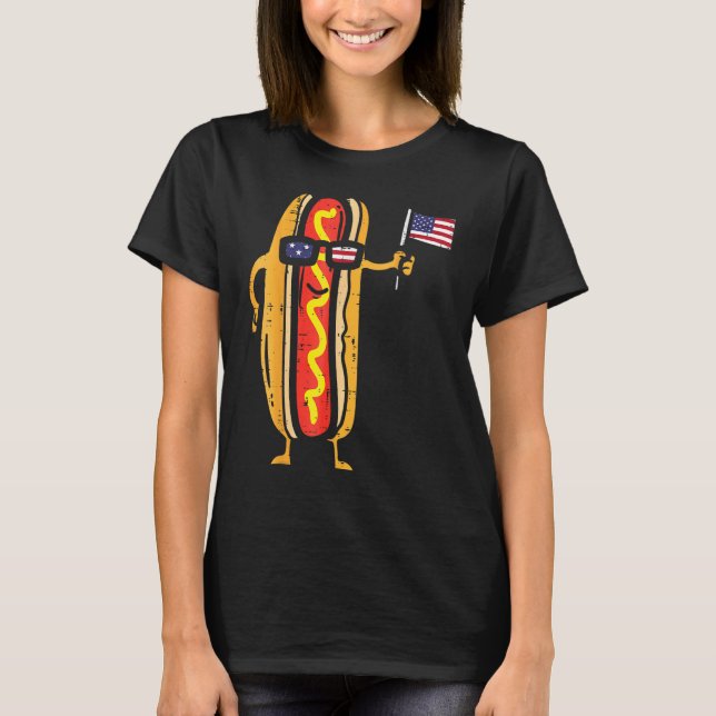 Hotdog Sunglasses American Flag USA  4th Of July F T-Shirt (Front)
