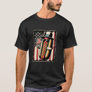 Hotdog Sunglasses American Flag USA 4th Of July Fu T-Shirt