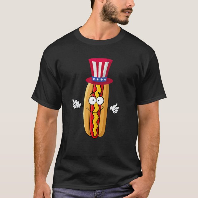 Hotdog Sunglasses American Flag USA 4th Of July T-Shirt (Front)