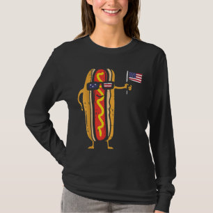 Hotdog Sunglasses American Flag USA Funny 4th Of J T-Shirt