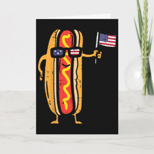 Hotdog Sungles American Flag Usa Funny 4th Of July Card
