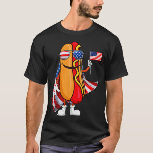 Hotdog Sungles American Flag Usa Funny 4th Of July T-Shirt