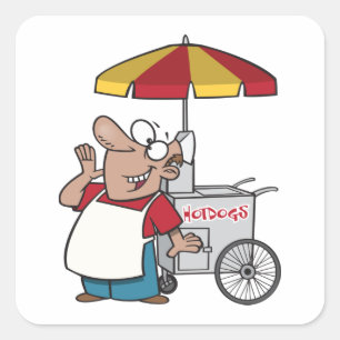 Hotdog Vendor Square Sticker