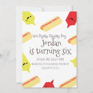  Hotdogs Diggity Mustard Ketchup BBQ Party  Invitation