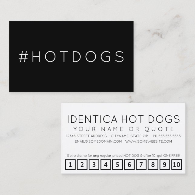 #HOTDOGS hashtag loyalty punch card (Front/Back)