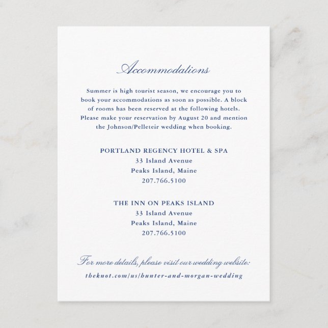 Hotel Accommodations Insert Card - Casco Bay - 2 (Front)