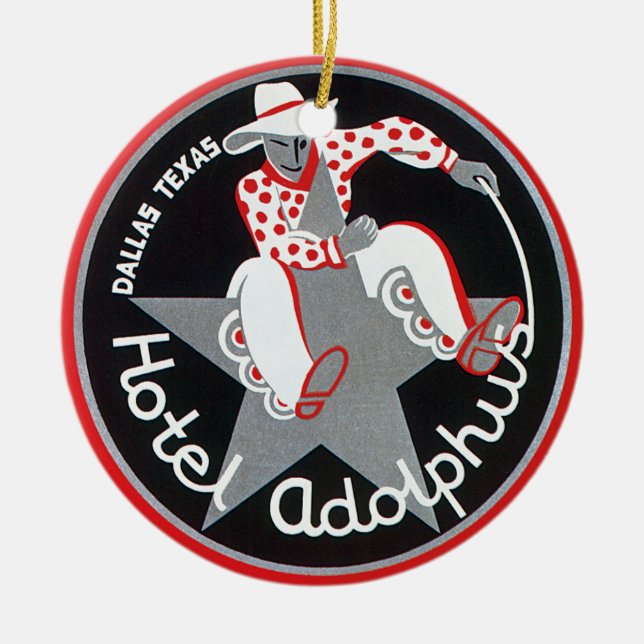 Hotel Adolphus, Dallas, Texas Ceramic Tree Decoration (Front)