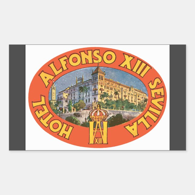 Hotel Alfonso Xiii Sevilla , Vintage Rectangular Sticker (Front)