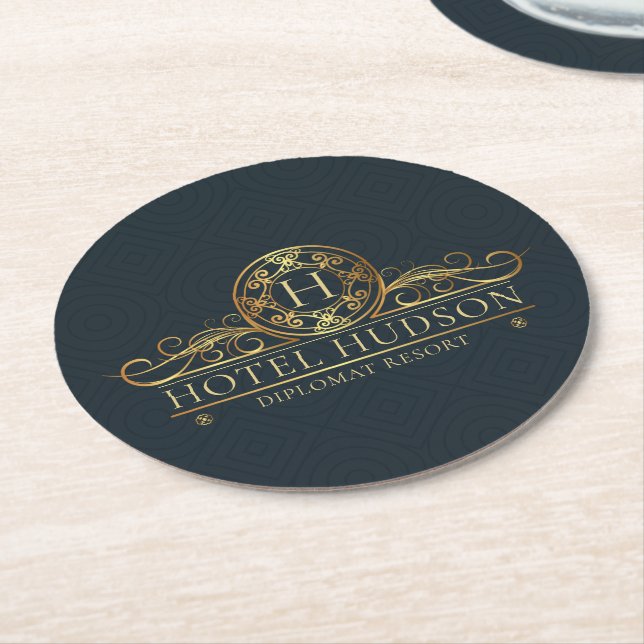 Hotel Business Luxury Marketing Material Round Paper Coaster (Angled)