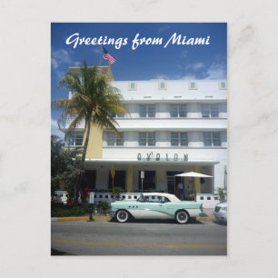hotel car greetings postcard
