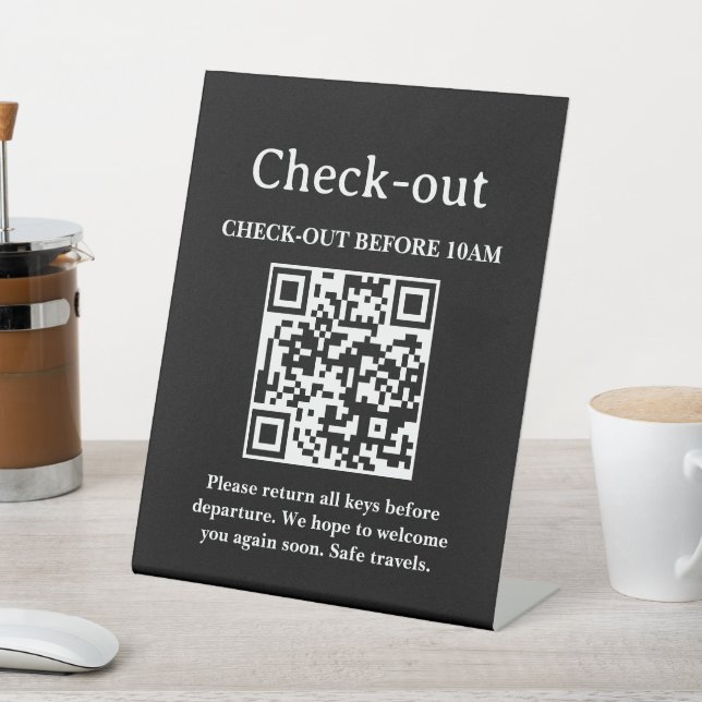 Hotel Check-Out QR Code Scan Pedestal Sign (In SItu)