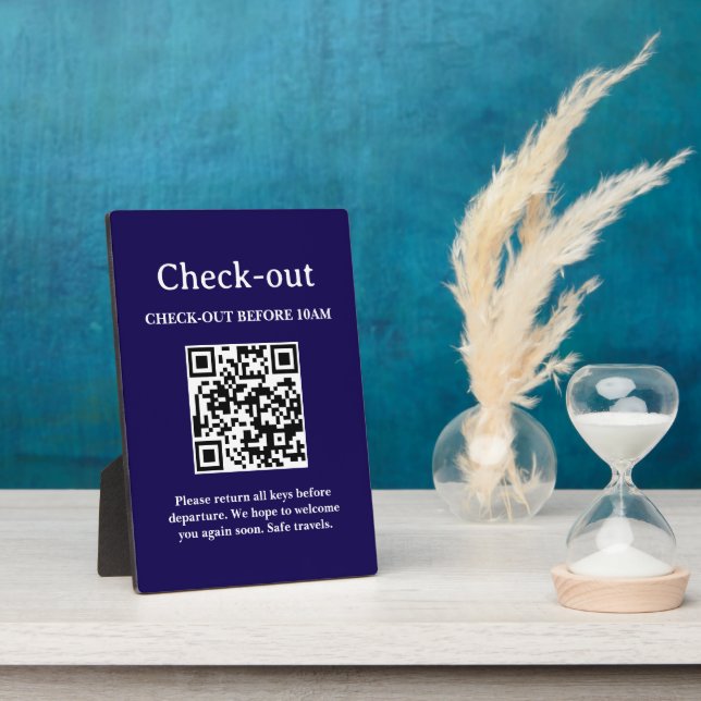 Hotel Check-Out QR Code Scan Plaque (Side)