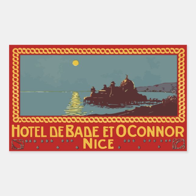 Hotel de Bade et Connor (Nice) Vector format Rectangular Sticker (Front)