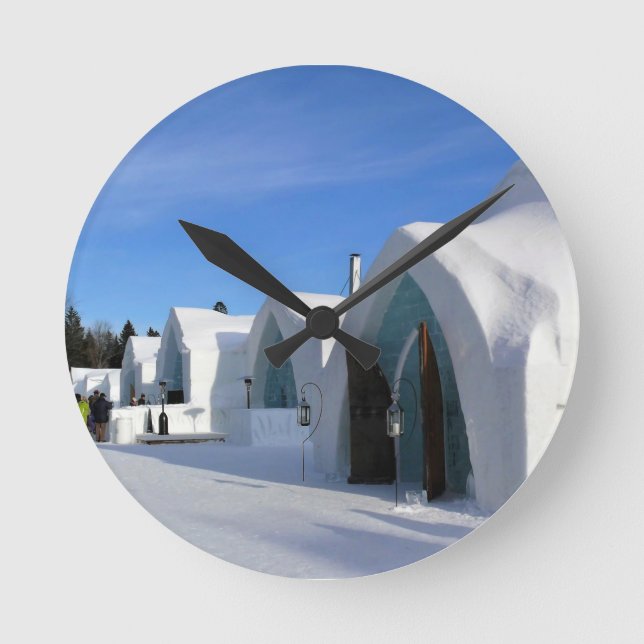 Hotel de Glace, Quebec, Canada Round Clock (Front)